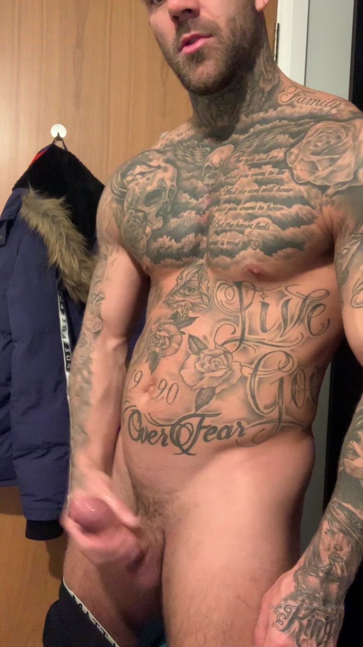 Lubing up my cock and jerking off - Ashley Morris (InkedUpAshley)