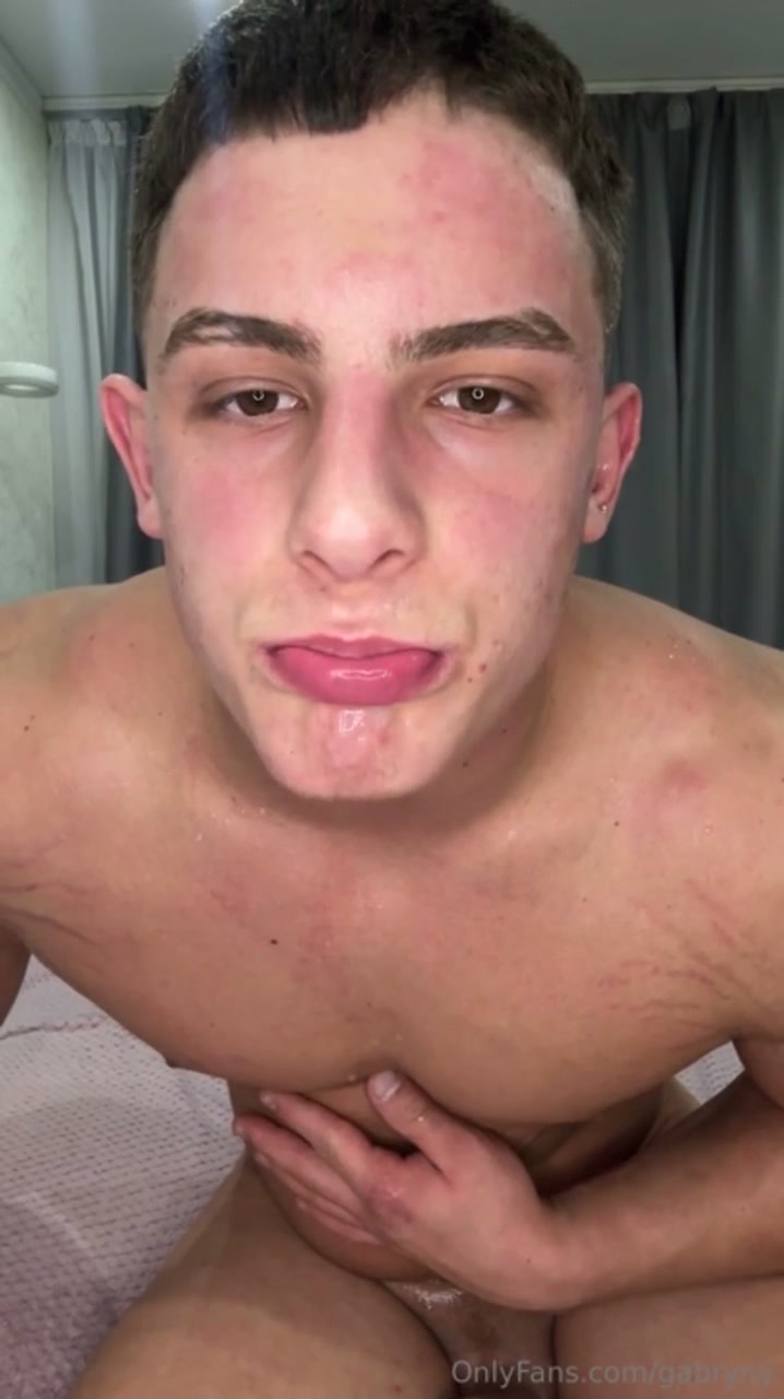 Stroking my cock and spraying a big load over my body and mouth - Gabriel Novosad (gabryny)